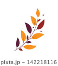 Vector branch with colorful leaves and berries element for Happy Diwali and Indian festival decoration. Isolated floral twig on white background for banner, card or frame design. 142218116