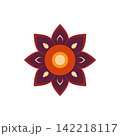 Vector floral mandala ornament with geometric petals for Happy Diwali and Indian festival decoration. Isolated element on white background for card, banner or rangoli design. 142218117