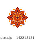 Vector floral mandala ornament with geometric petals for Happy Diwali and Indian festival decoration. Isolated element on white background for card, banner or rangoli design. 142218121