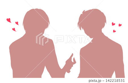 恋をしている2人の男性　余白　シルエット 142218531