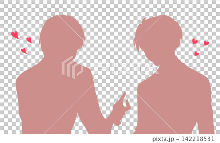 Two men in love; blank space; silhouette Two men in love; blank space; silhouette 142218531