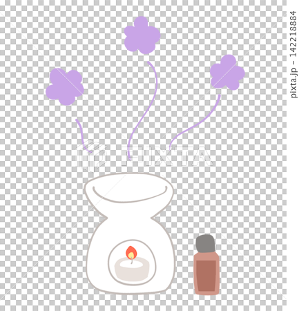 アロマポットとアロマオイルのイラスト アロマポットとアロマオイルのイラスト 142218884