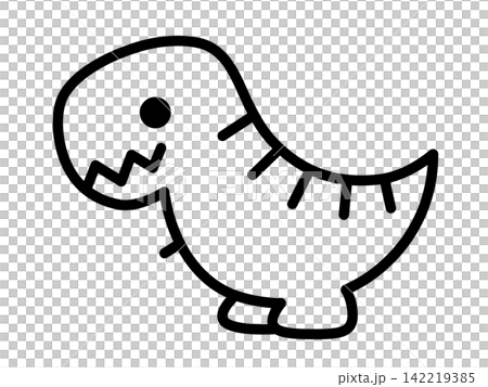 Illustration material of a simple line Tyrannosaurus icon Illustration material of a simple line Tyrannosaurus icon 142219385