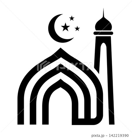 Islamic Mosque Arch with Crescent Stars Vector Icon Islamic Mosque Arch with Crescent Stars Vector Icon 142219390