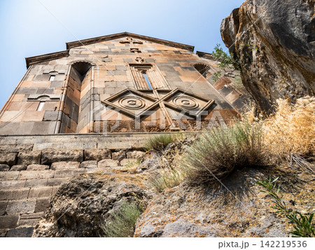 view of facade of church in Hovhannavank Monastery view of facade of church in Hovhannavank Monastery 142219536