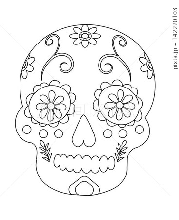 Intricate and Beautiful Sugar Skull Coloring Page Celebrating Culture with Floral Patterns and Artistic Designs for Creativity and Relaxation 142220103