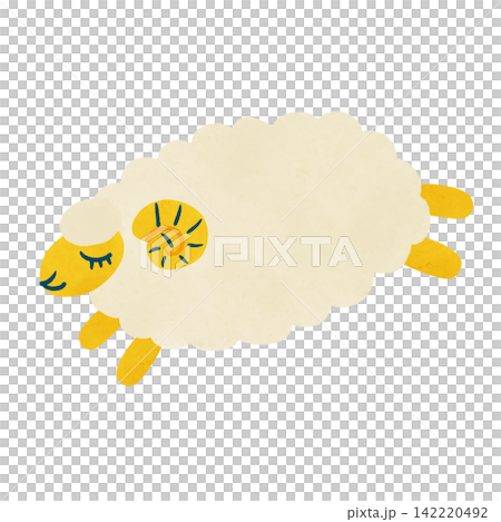 ツノありのひつじ単品　水彩風手描きイラスト 142220492