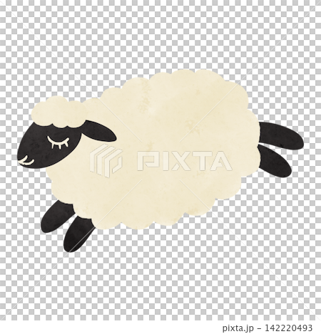 サフォーク種のひつじ単品　水彩風手描きイラスト 142220493