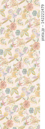 Vertical vintage landscape and soft floral watercolor seamless pattern swatches Vertical vintage landscape and soft floral watercolor seamless pattern swatches 142221479