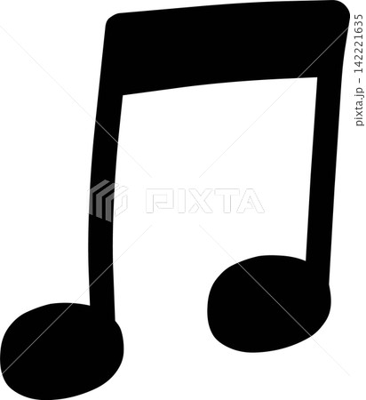 音符（八分音符）のシルエットアイコンイラスト素材　音楽記号　モノクロ　フラット　音楽・エンタメ　白背 142221635