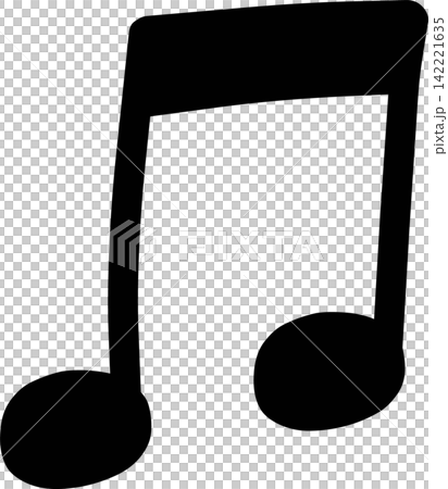 音符（八分音符）のシルエットアイコンイラスト素材　音楽記号　モノクロ　フラット　音楽・エンタメ　白背 142221635