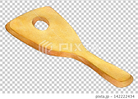 Watercolor illustration: Wooden spatula Watercolor illustration: Wooden spatula 142222434