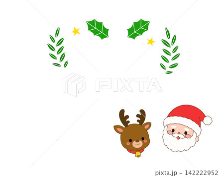 サンタとトナカイのかわいいクリスマスカード 142222952