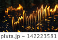 Glowing Financial Graphs Emerging from Dense Timber Forest Landscape 142223581
