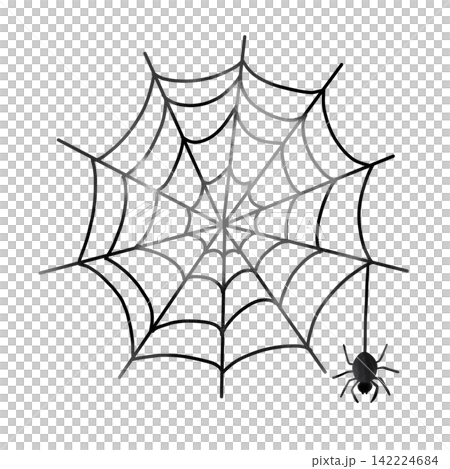 A watercolor-style illustration of a spider hanging from a spiderweb; a monochrome image suitable for Halloween decorations. A watercolor-style illustration of a spider hanging from a spiderweb; a monochrome image suitable for Halloween decorations. 142224684