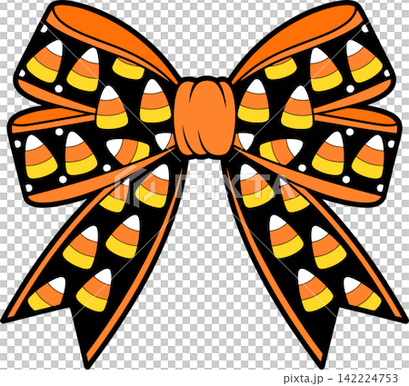Halloween Candy Corn Bow Ribbon Cute Cartoon Illustration Halloween Candy Corn Bow Ribbon Cute Cartoon Illustration 142224753