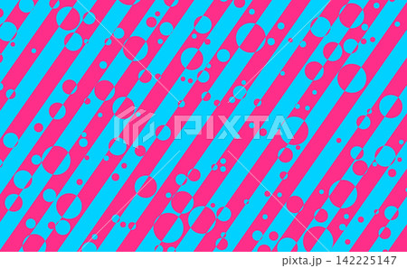 ピンクと水色の斜線とドット柄のポップなテクスチャ背景 142225147