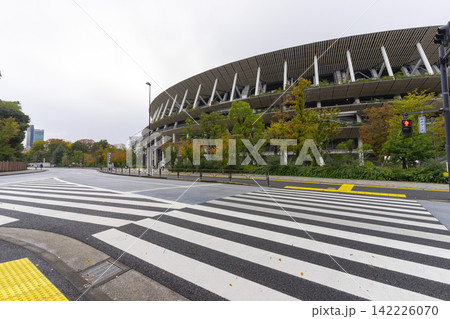 Tokyo, Japan - Nov 21,2024 : The Japan National Stadium formerly known as New National Stadium in Tokyo, Japan on Nov 21,2024. Tokyo, Japan - Nov 21,2024 : The Japan National Stadium formerly known as New National Stadium in Tokyo, Japan on Nov 21,2024. 142226070
