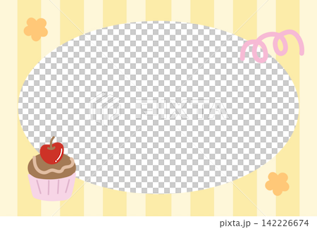 Yellow rectangle stripe pattern frame with cupcake for birthday card, sweet desserts, cake shop, polaroid photo, ad template, banner, notepads, sticky note, memo, poster, postcard, baking book cover Yellow rectangle stripe pattern frame with cupcake for birthday card, sweet desserts, cake shop, polaroid photo, ad template, banner, notepads, sticky note, memo, poster, postcard, baking book cover 142226674