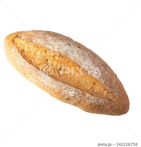 Fresh artisan bread loaf isolated on a white background. 142226758