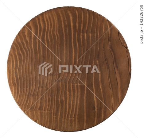 Round wooden plate made from natural timber isolated on a white background Round wooden plate made from natural timber isolated on a white background 142226759