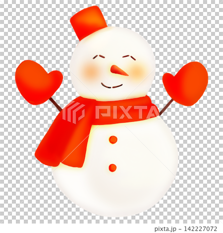 Hand-drawn watercolor-style snowman illustration (red) Hand-drawn watercolor-style snowman illustration (red) 142227072