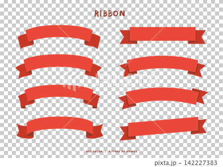 Set of 8 red ribbon banners (headlines, titles, and decorative frame materials) Set of 8 red ribbon banners (headlines, titles, and decorative frame materials) 142227383