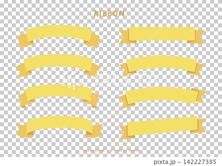 Set of 8 yellow ribbon banners (headings, titles, and decorative frame materials) Set of 8 yellow ribbon banners (headings, titles, and decorative frame materials) 142227385