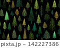 Season background. Seamless pattern. Green Christmas trees. Minimalist style. Hand drawn. 142227386