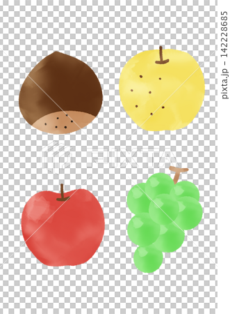 かわいい秋の味覚のイラスト 142228685