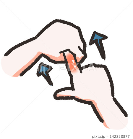 【けがの手当てクイズ:×間違い×】 つき指をしたら、しっかりとひっぱって元に戻す 【けがの手当てクイズ:×間違い×】 つき指をしたら、しっかりとひっぱって元に戻す 142228877