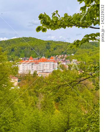 Explore Karlovy Vary in Czech Republic with views of the historical building 142229132