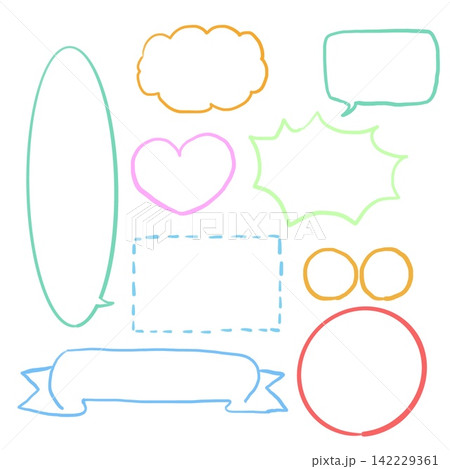 カラフルな手書き吹き出しセット 142229361