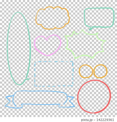 カラフルな手書き吹き出しセット 142229361