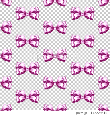 A seamless pattern of pink ribbon bows. A hand painted watercolor illustration. Perfect for textiles, clothing, tablecloths and curtains, wrapping paper, wallpaper, and much more. A seamless pattern of pink ribbon bows. A hand painted watercolor illustration. Perfect for textiles, clothing, tablecloths and curtains, wrapping paper, wallpaper, and much more. 142229510