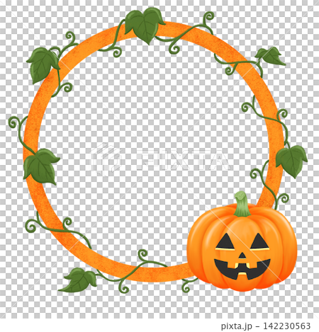 Autumn Halloween decoration frame - Circular frame with hand-painted pumpkins and leaves Autumn Halloween decoration frame - Circular frame with hand-painted pumpkins and leaves 142230563