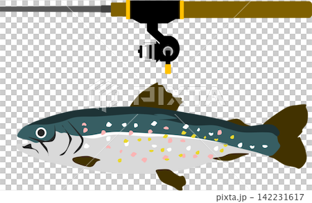 捕捉鱒魚的插圖 捕捉鱒魚的插圖 142231617