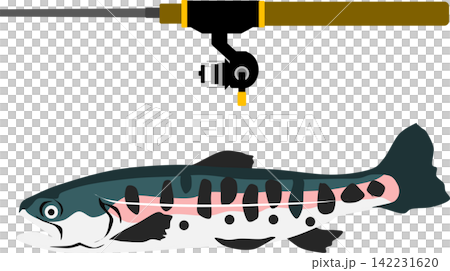 An illustration of someone catching a trout. An illustration of someone catching a trout. 142231620