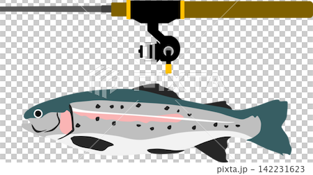 An illustration of someone catching a trout. An illustration of someone catching a trout. 142231623