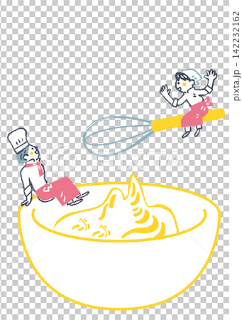 Dreams take flight, two people riding on a whisk and a mountain of whipped cream, the dream of becoming a pastry chef. Dreams take flight, two people riding on a whisk and a mountain of whipped cream, the dream of becoming a pastry chef. 142232162