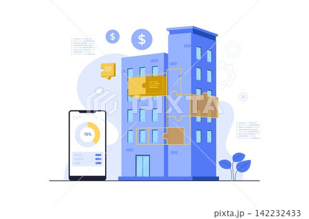 Fractional Real Estate Tokenization Proptech Flat Vector Fractional Real Estate Tokenization Proptech Flat Vector 142232433