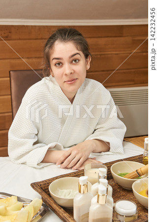 Young Caucasian Female In Spa Setting With Relaxation Rituals And Skincare Products For Wellness 142232456