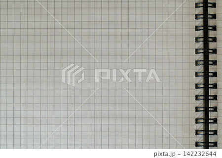 Empty graph paper notebook page spiral binding background Empty graph paper notebook page spiral binding background 142232644