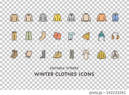 Icon set for winter clothes and winter fashion items Icon set for winter clothes and winter fashion items 142233261