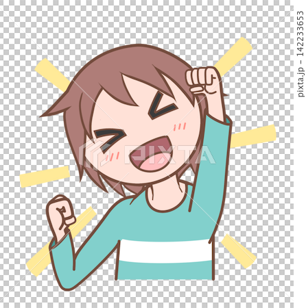 何かを達成したポーズをする人物のイラスト_1-1 何かを達成したポーズをする人物のイラスト_1-1 142233653