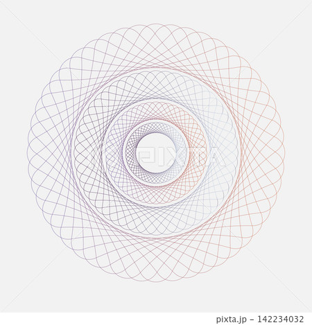 Abstract spirograph element on a black background. Design for banknote, diploma, certificate, note, currency, voucher and money design. 142234032