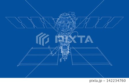 blueprint of a space station. Vector blueprint of a space station. Vector 142234760