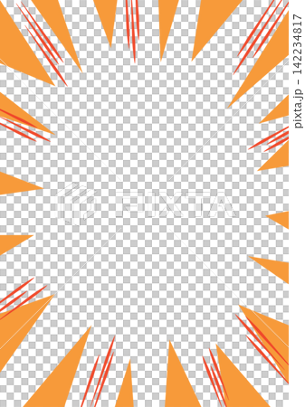 Manga-style speed line frame with orange radial pattern Manga-style speed line frame with orange radial pattern 142234817