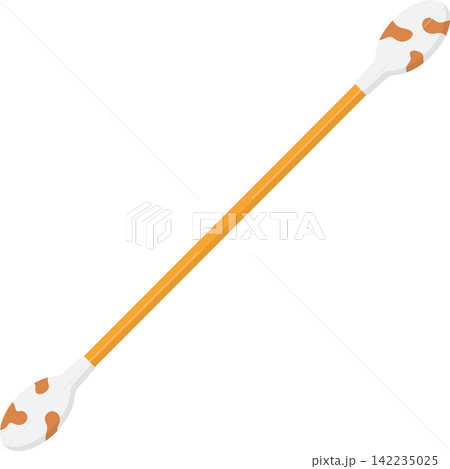 Dirty Cotton Swab Flat Illustration. Clean Icon Design Element on Isolated White Background Dirty Cotton Swab Flat Illustration. Clean Icon Design Element on Isolated White Background 142235025