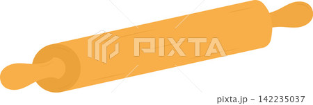 Wooden Rolling Pin Flat Illustration. Clean Icon Design Element on Isolated White Background 142235037